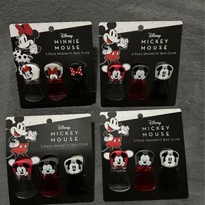 NEW Disney 3 Pack Mickey/ Minnie Mouse Magnetic Bag Clips Set ❤️🖤🤍